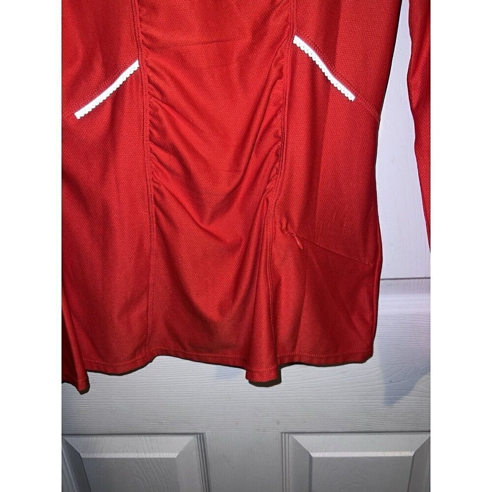 ATHLETA Red Long Sleeve Top Reflective Pullover Athletic Running Zipper Pocket S - Picture 7 of 10